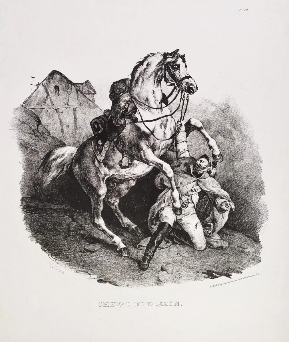 Horse Lithograph By Godefroy Engelmann After Victor Adam-photo-3