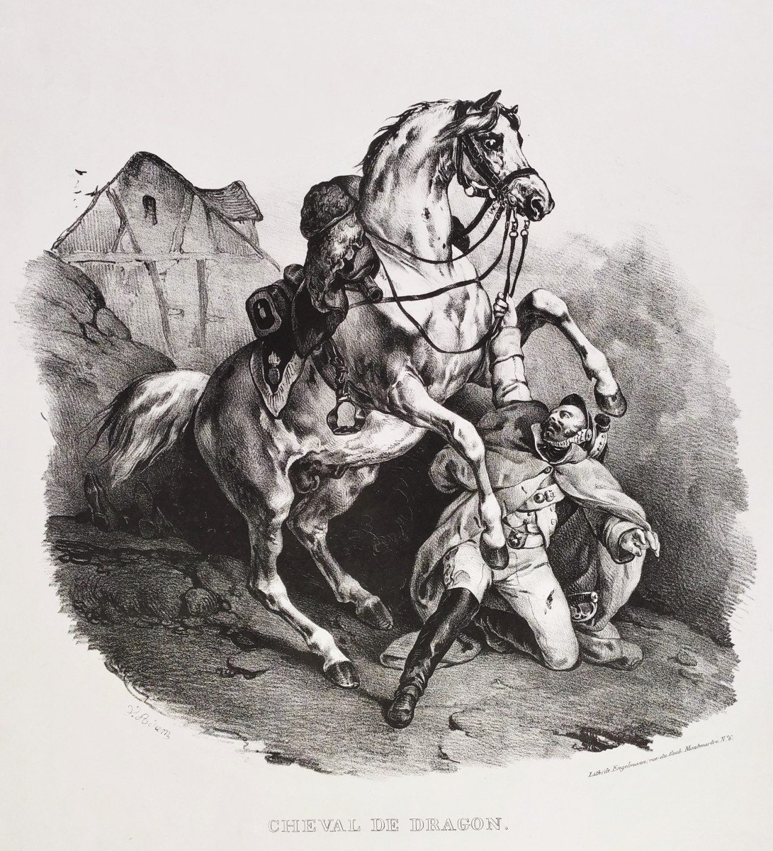 Horse Lithograph By Godefroy Engelmann After Victor Adam