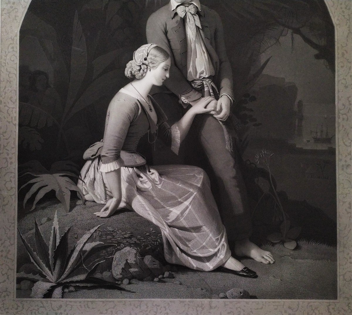 Paul Et Virginie Gravé Par Eugène Jazet d'Après Schopin XIXème Siècle-photo-2