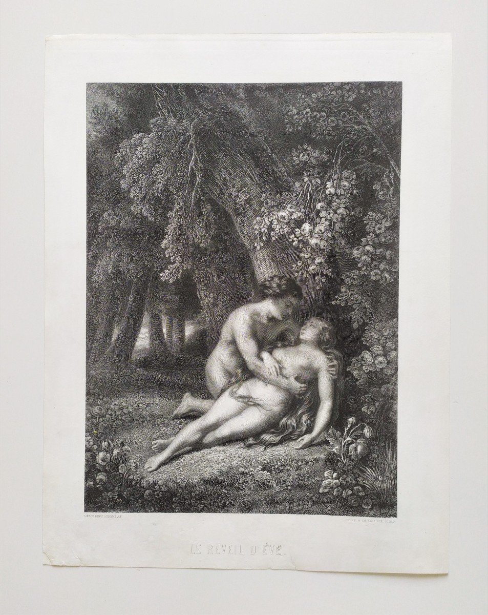 Adam et  Eve Gravure Biblique Nu-photo-2