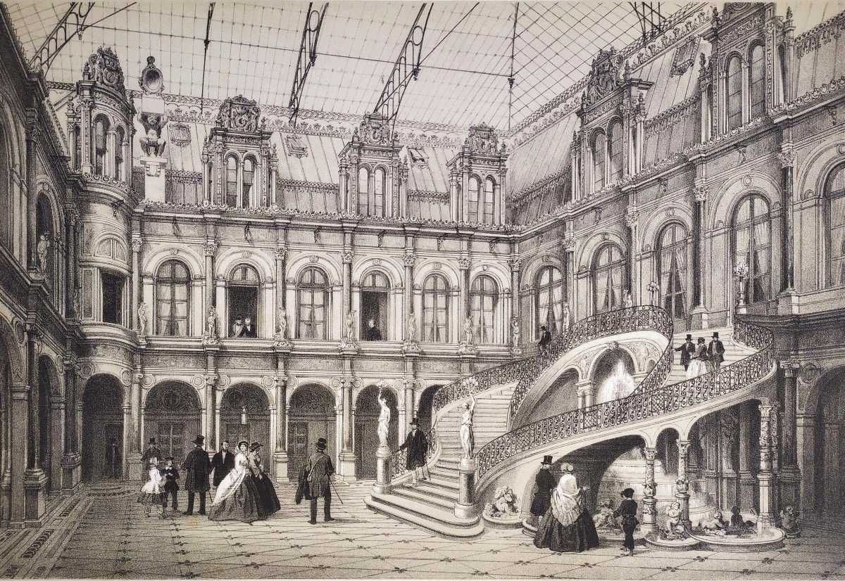 Paris Hôtel De Ville Lithographie XIXème 