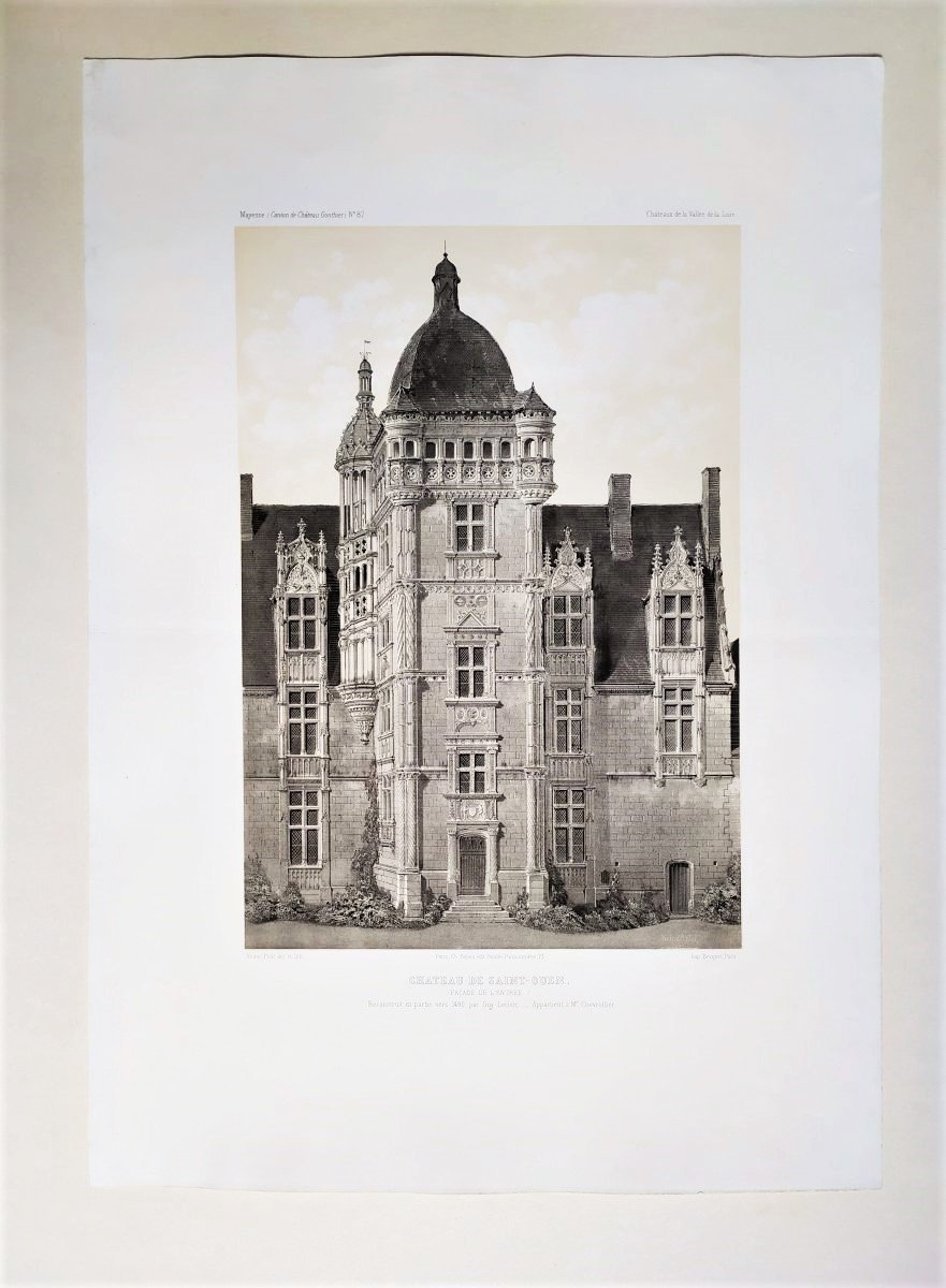 Château De Saint-ouen Lithographie Par Victor Petit Architecture Renaissance-photo-2