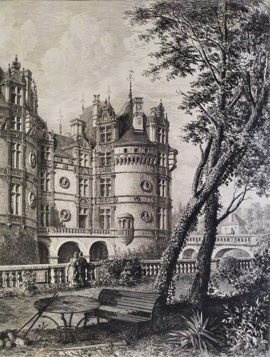 Château Du Lude Gravure Par Octave De Rochebrune -photo-3