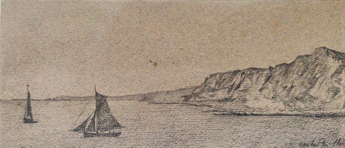 Cliffs Of Dover old  Drawing 19th C-photo-3