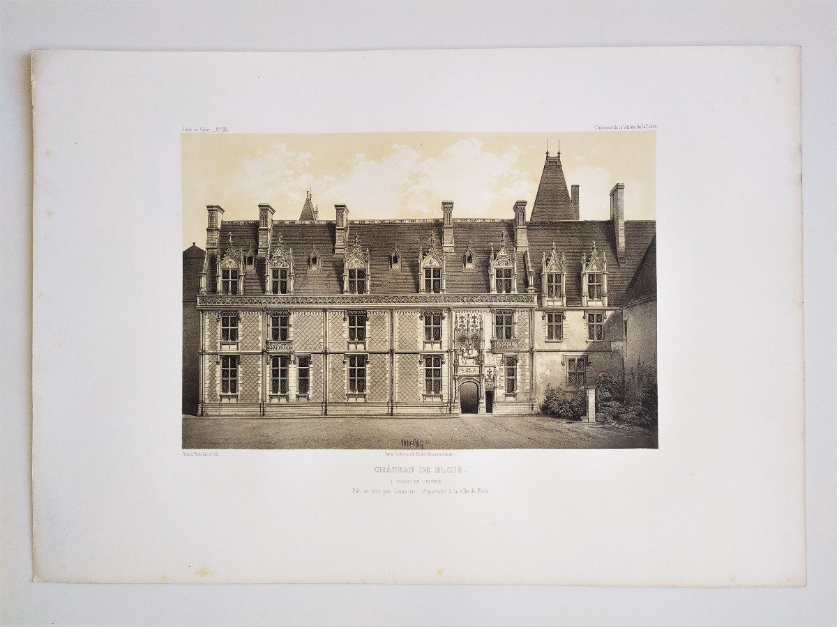 Château De Blois Lithographie Par Victor Petit -photo-2