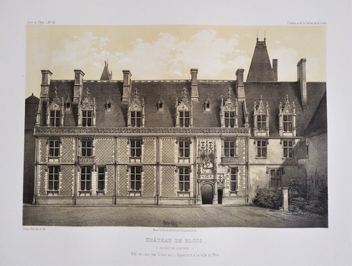 Blois Castle Lithograph By Victor Petit-photo-3