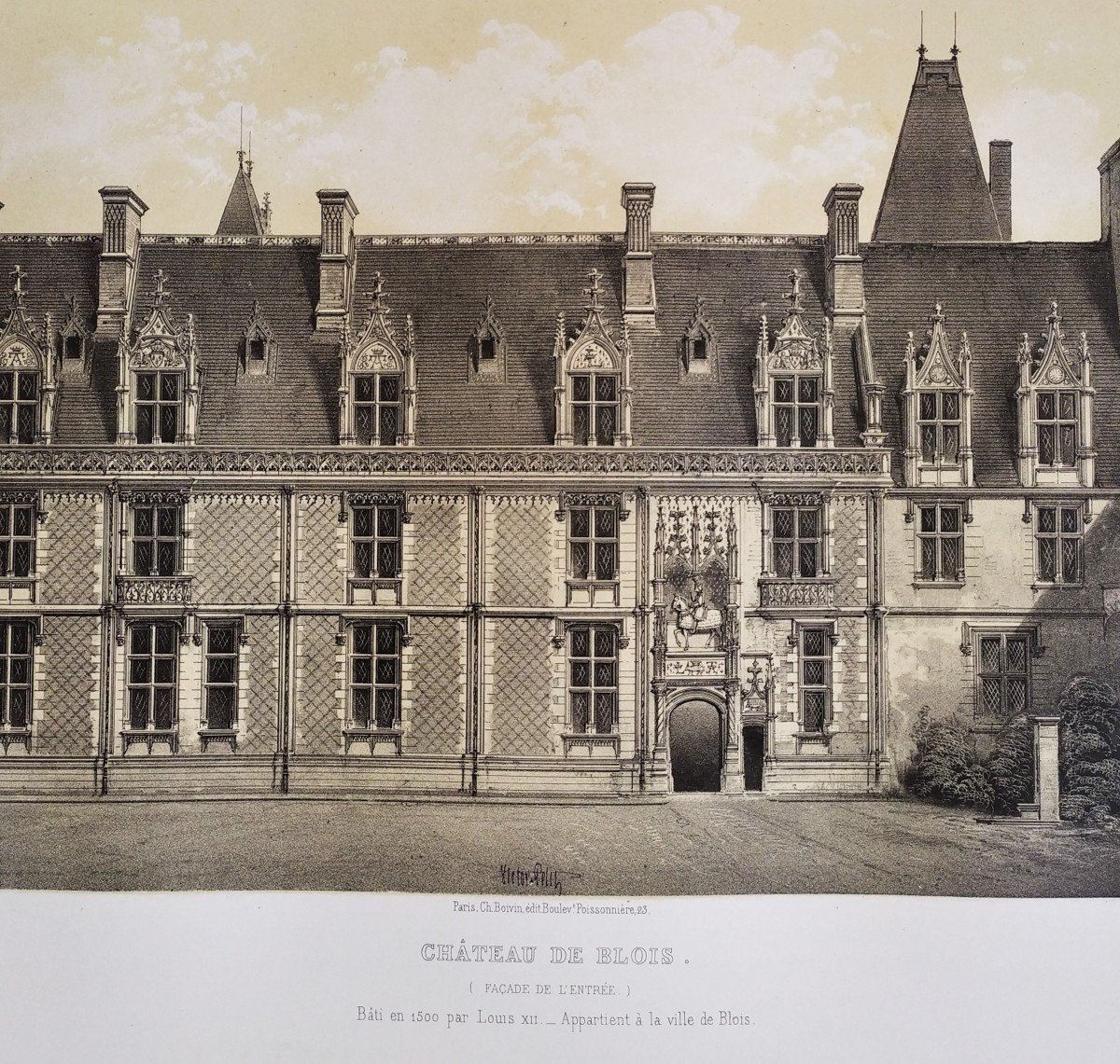 Château De Blois Lithographie Par Victor Petit -photo-4