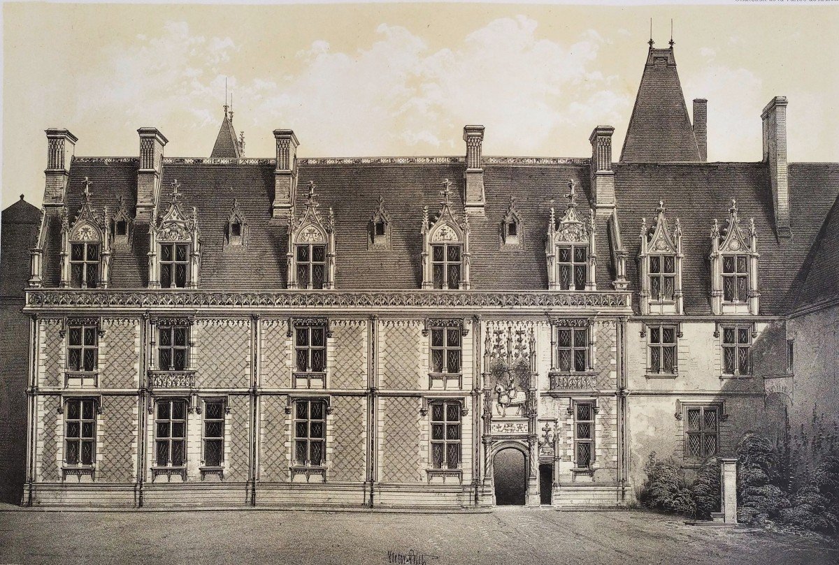 Blois Castle Lithograph By Victor Petit-photo-1