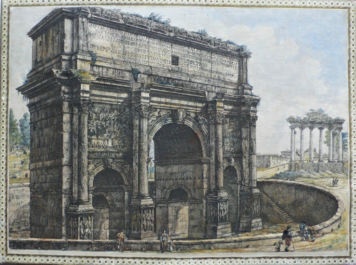 Rome  l'Arc De Triomphe De Septime Sévère Gravure Architecture-photo-2