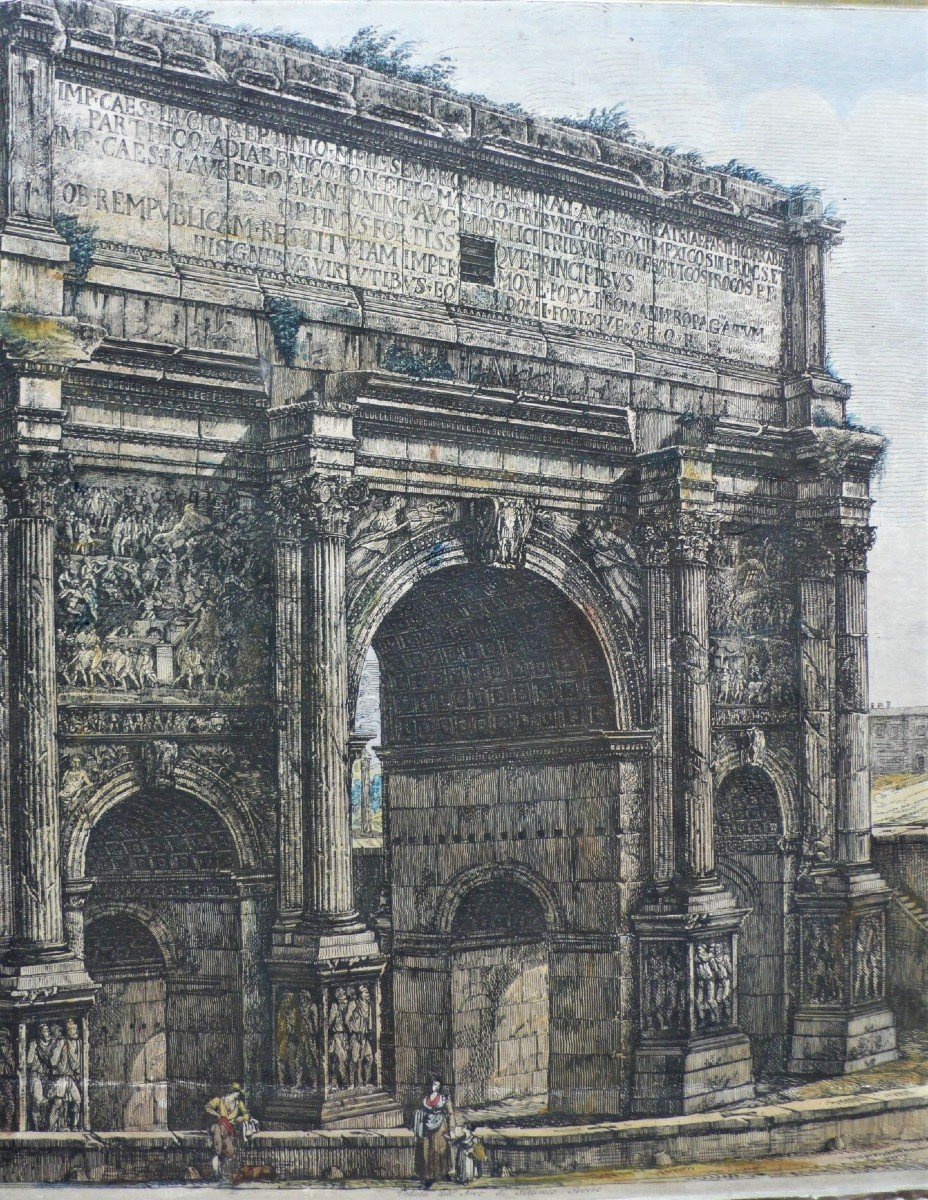Rome  l'Arc De Triomphe De Septime Sévère Gravure Architecture-photo-4