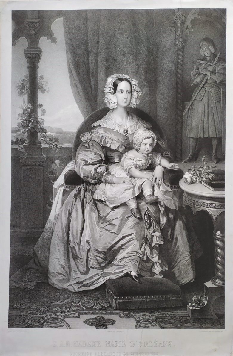 Marie d'Orléans Lithographed By Henri Grévedon After Winterhalter French Royal Famil-photo-2