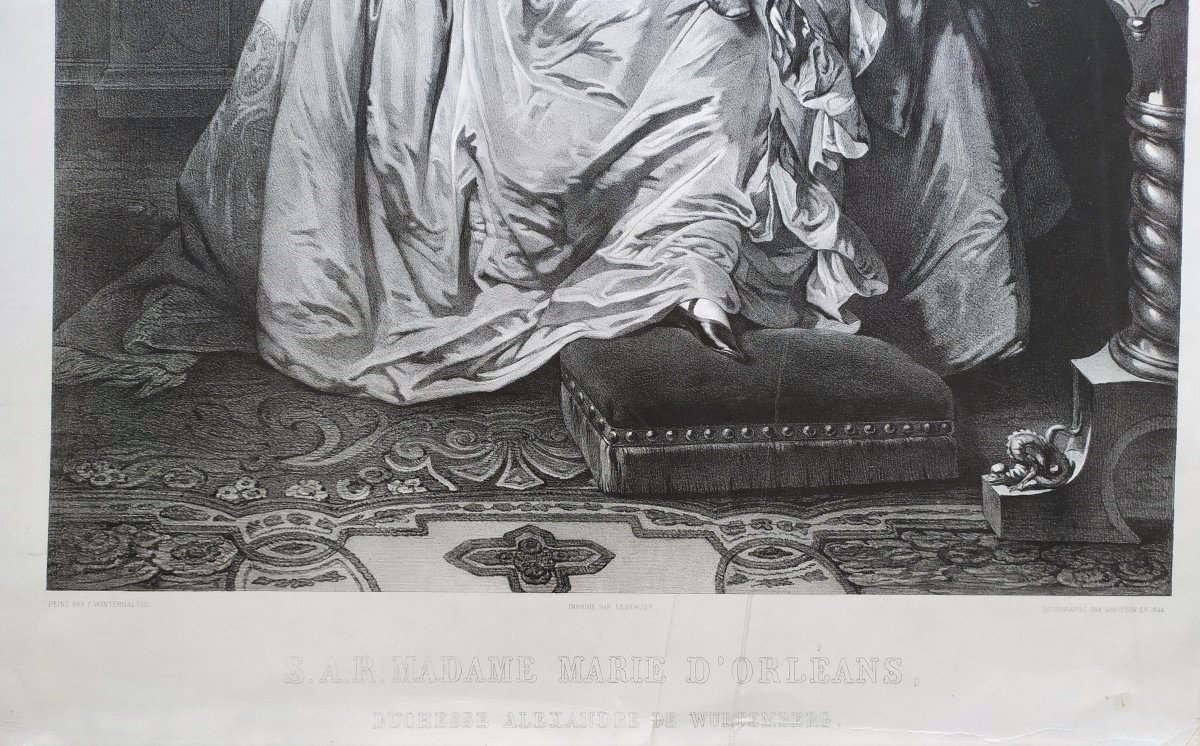 Marie d'Orléans Lithographed By Henri Grévedon After Winterhalter French Royal Famil-photo-3