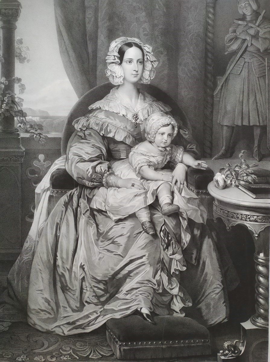 Marie d'Orléans Lithographed By Henri Grévedon After Winterhalter French Royal Famil-photo-2