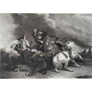 Sir William Russell At The Battle Of Zutphen 19th C Engraving