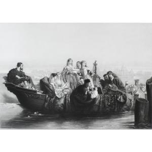  Italy Venice Etching After Italian Painting By Pignerolle 