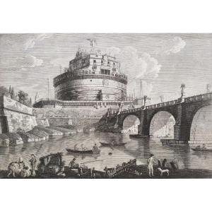 Rome Castel San Angelo Engraving 18th C.