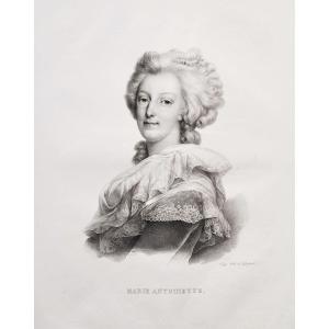 Portrait De Marie-Antoinette Lithographie Par Delpech 