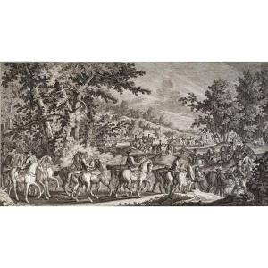 Engraving By Johann Elias Ridinger 18th C Military