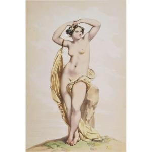 Nude Greek Mythology Erigone Watercolored Lithograph By Devéria