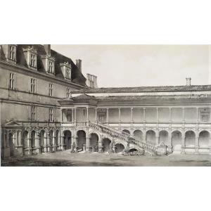 Castle La Bastie-d'urfé Lithograph By Victor Petit