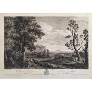 Gravure Paysage Romantique 18ème par George Hackert