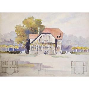 Architectural Drawing House Artist Studio Watercolor