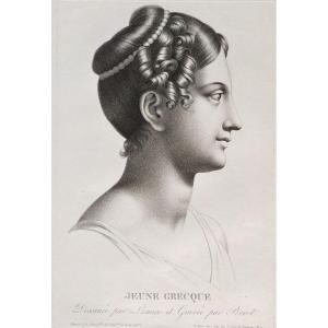 Gravure d'époque Empire Jeune Grecque