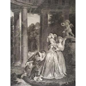 The Declaration Romantic Etching After Fragonard 19th C 