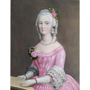 Portrait Of A Lady Watercolored Lithograph 19th C