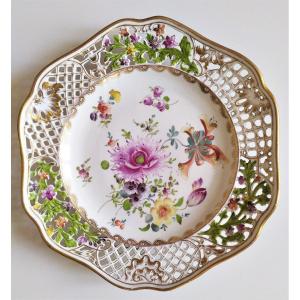 Saxe Porcelain Plate With Openwork Edge  19th C