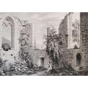 Vue d'Architecture Les Ruines Pittoresques Lithographie  