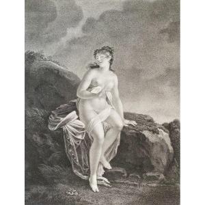  Nude Psyche Mythological Engraving Etching Old Print