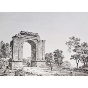 Italy The Arc De Triomphe 19th Etching Engraving