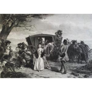 Guet-apens Claude Duval Etching Old Bild Engraving By Lumb Stocks After William Powell Frith