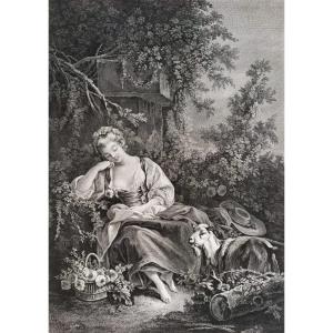 Etching Engraving  Old Print After François Boucher 18th C