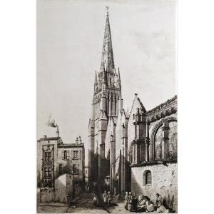 Eglise Notre-dame Le Compte, Vendée Gravure Par  Octave De Rochebrune