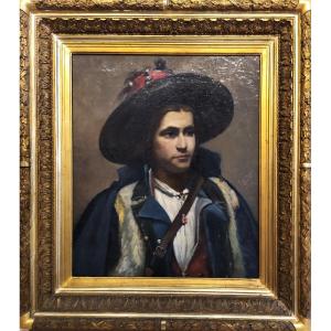 Oil Painting Félix Moschelès  Portrait Of A Shepherd In Ciociaro Costume, British Painter