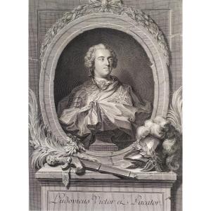  Louis XV Portrait  Engraving 18th C Etching Print