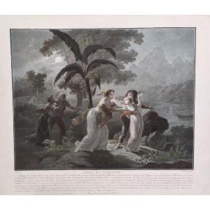 Paul And Virginie The Triumph Of Virtue 18thc Engraving Etching Print By Descourtis