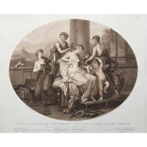 Mythological Engraving Venus Graces 18th Century Etching By Francesco Bartolozzi After A. Kauffman