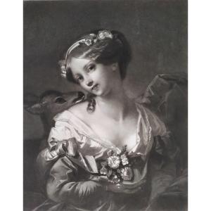 Portrait Femme Simples Amours Gravure 19ème d'Après Brochart