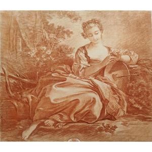 Gravure  Scène Pastorale d'après François Boucher 18ème