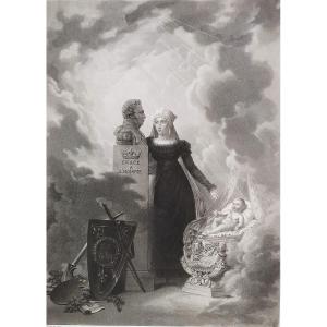 Duchesse De Berry et Comte de Chambord Gravure Historique 19ème