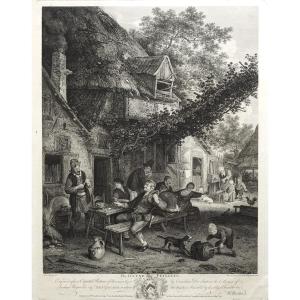 Etching  Genre Scene Engraving 18th Century Old Print