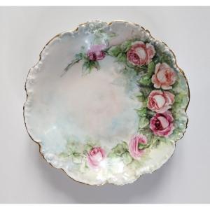  Jean Pouyat Limoges Porcelain Plate Hand Painted Roses