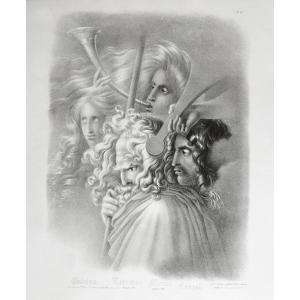 Ossian Mythologie Lithographie d'Après Girodet -Trioson 19ème