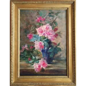 Oil Painting Still Life Roses Flowers 19th C