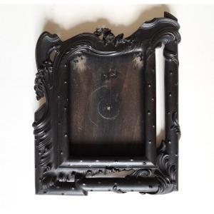 Carved Ebony Wood Frame For Mirror Or Photo 19th  C