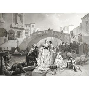 Venise Italie Grande Gravure D’après  Auguste Gendron 19ème