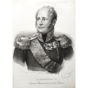 Empereur De La Russie Alexandre Ier Lithographie Delpech 19ème